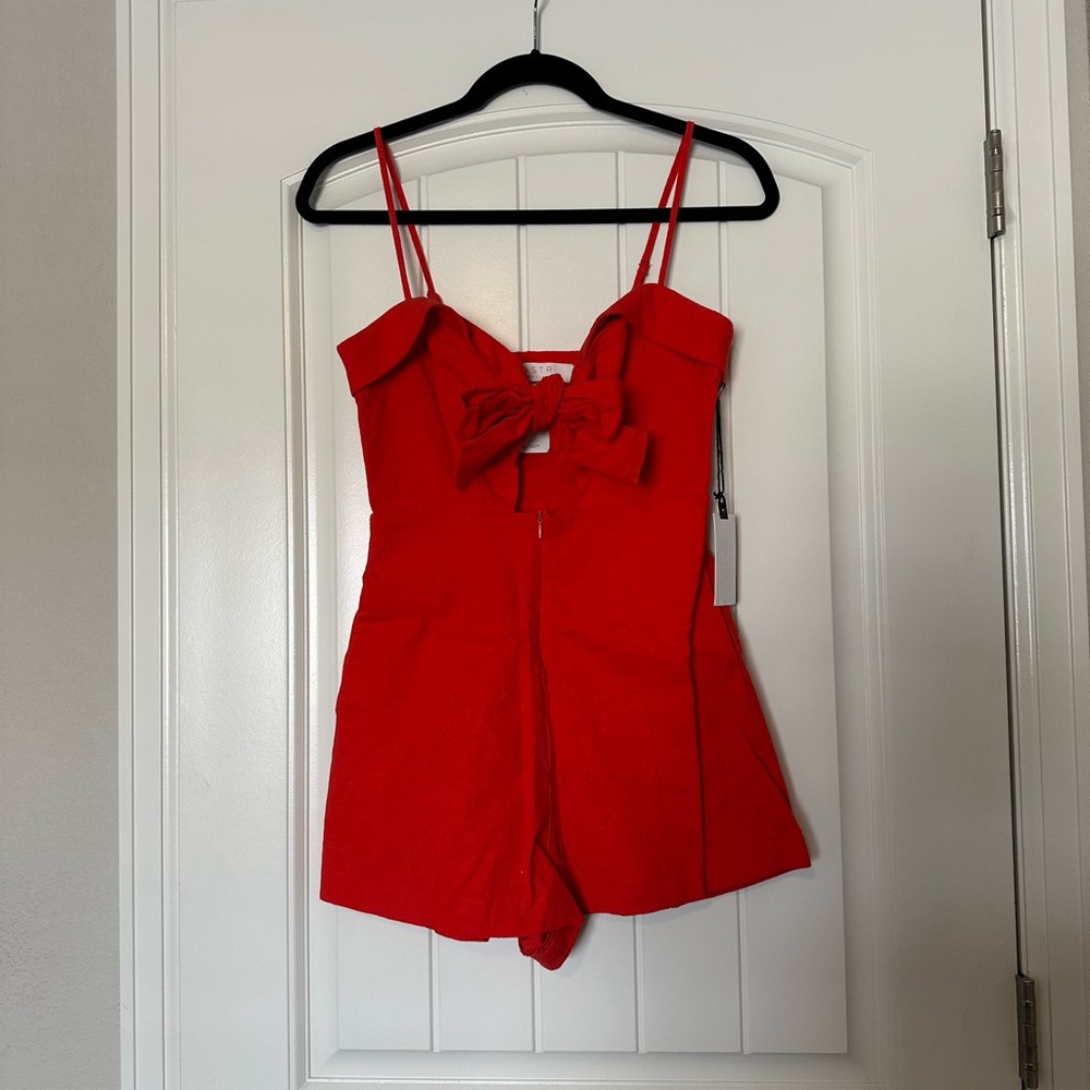 ASTR Red Orange Bow Romper